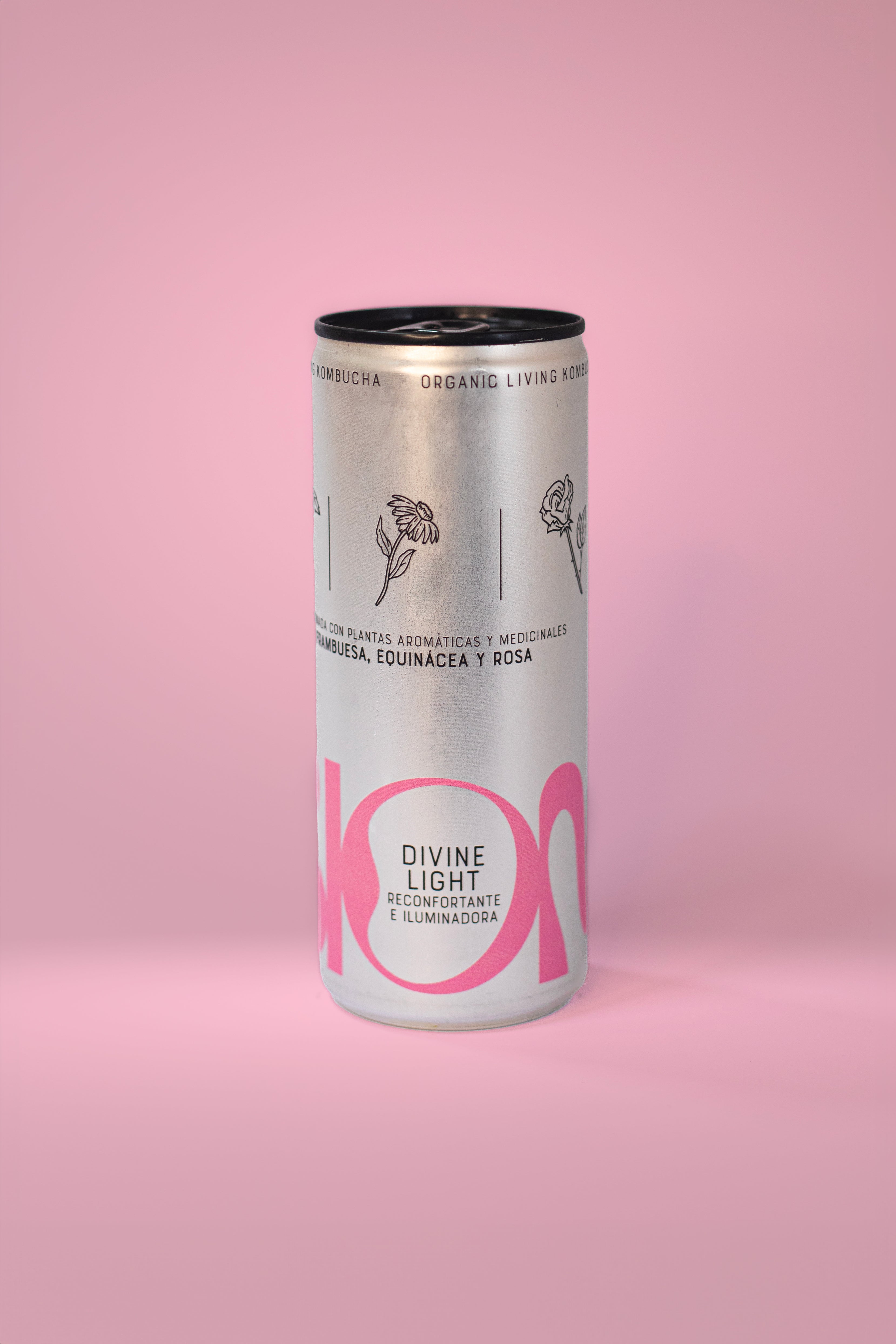 Divine Light: Rosa, Frambuesa, Equinácea, Pasiflora (12 Latas)